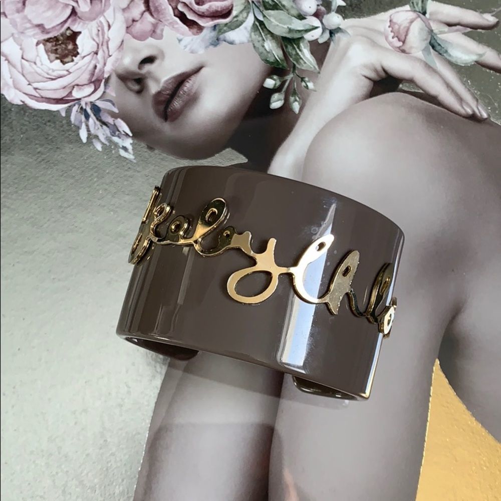 See by Chloe logo plastic cuff bracelet